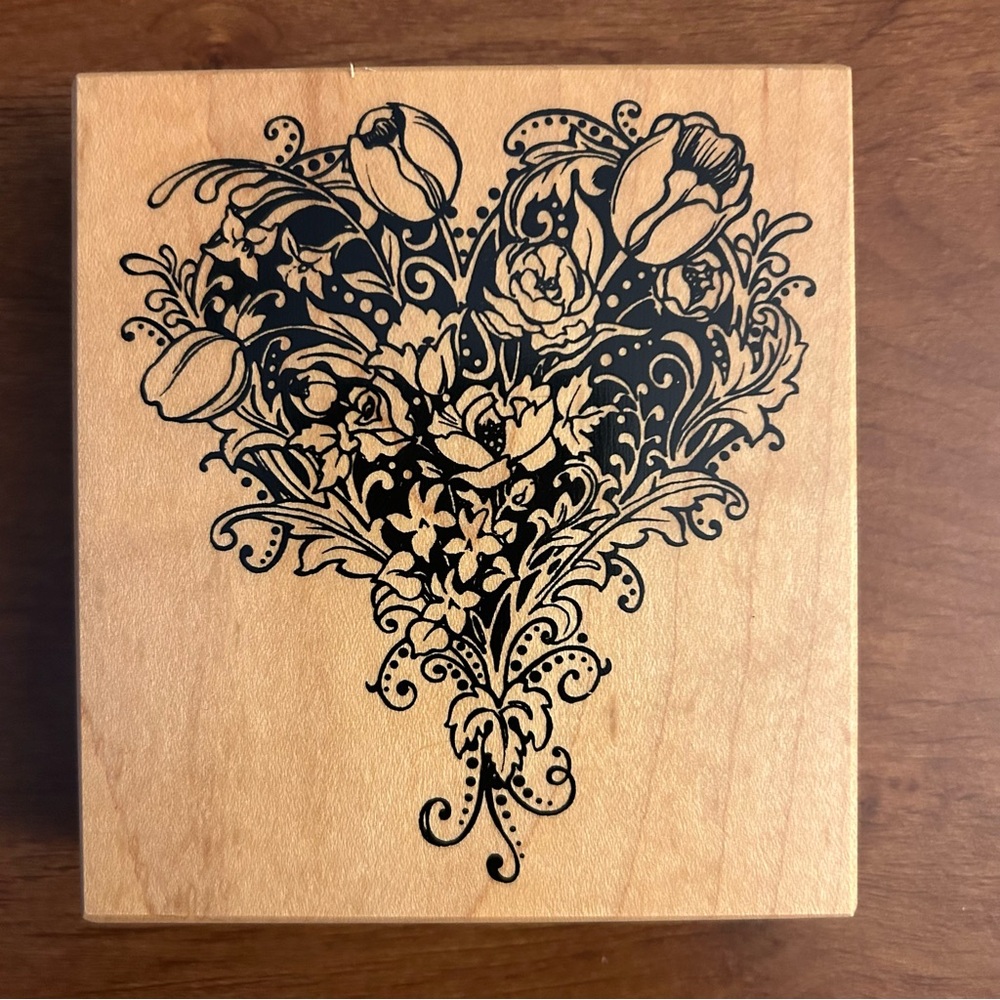 PSX • “Botanical Heart” Single Wood Mounted Rubber Stamp